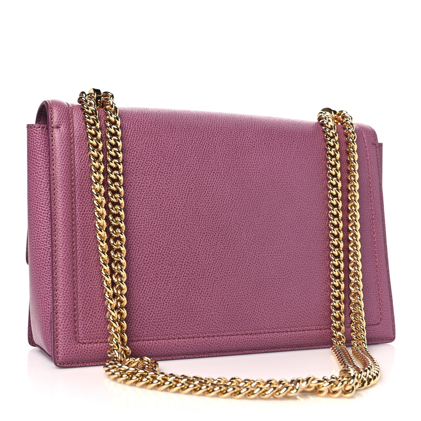 Pebble Calfskin Ginny Vara Bow Shoulder Bag Mauve