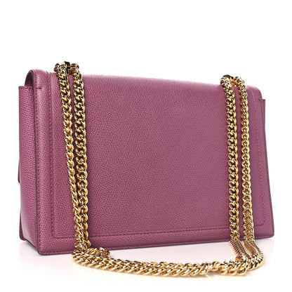 Salvatore Ferragamo Pebble Calfskin Ginny Vara Bow Shoulder Bag Mauve 3 of 11