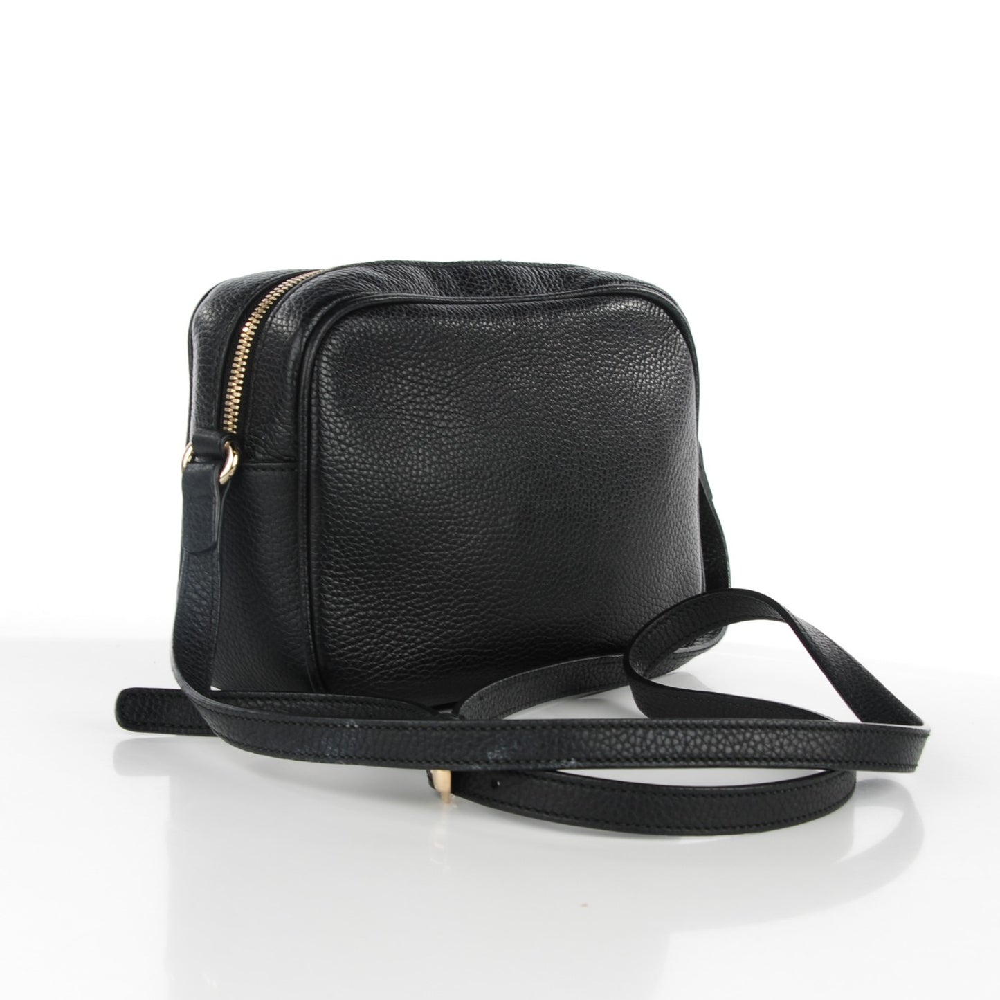 Pebbled Calfskin Small Soho Disco Bag Black