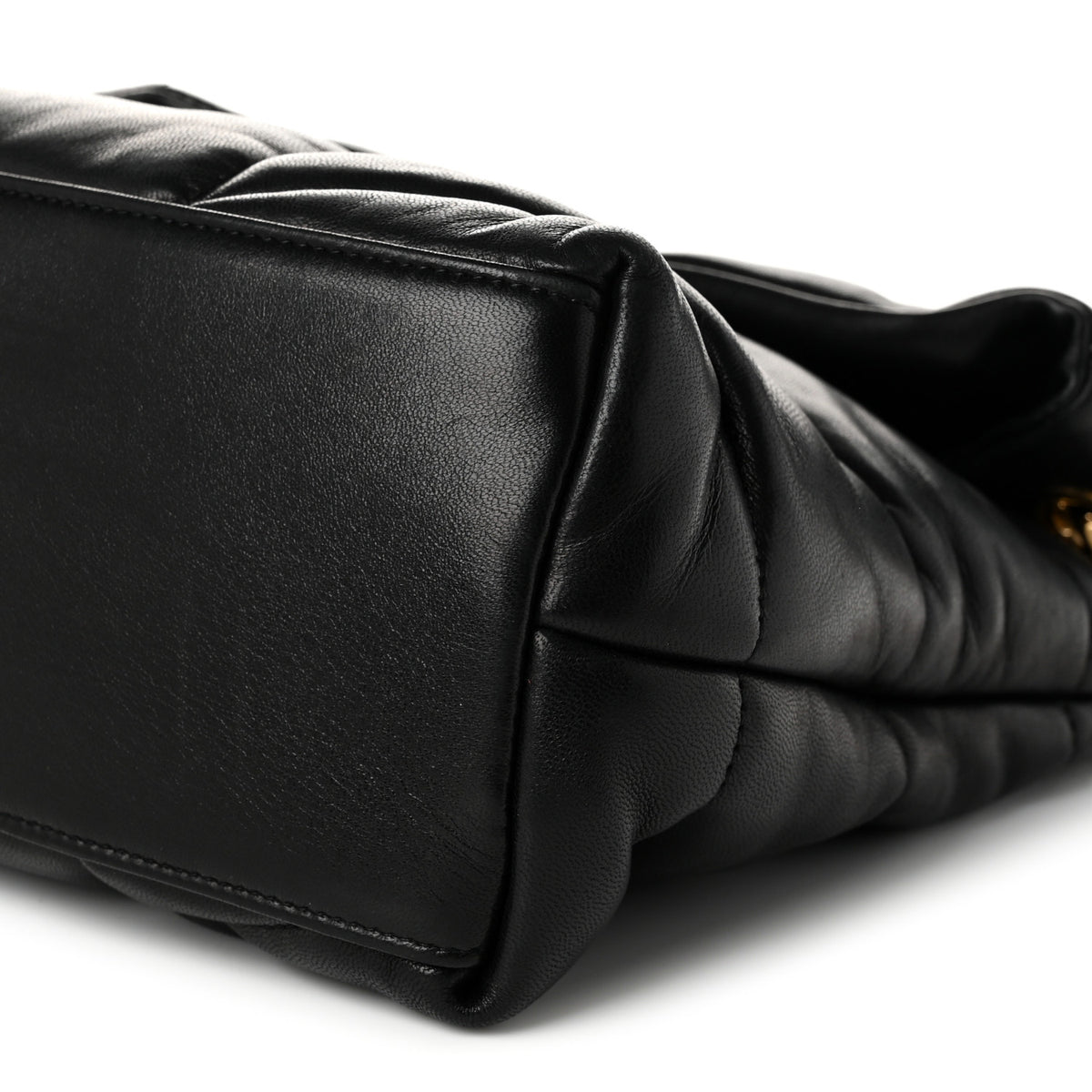 Saint Laurent Lambskin Quilted Medium Loulou Puffer Monogram Chain Satchel Black 10 of 11