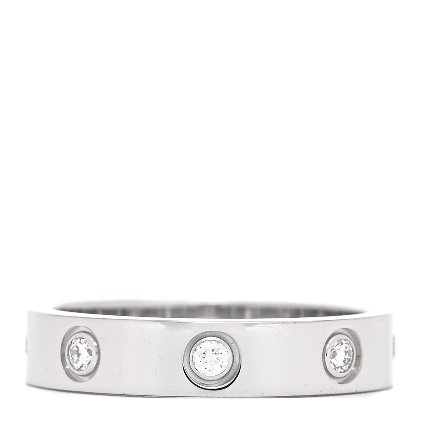 18K White Gold 8 Diamond 4mm Wedding Band LOVE Ring 52 6