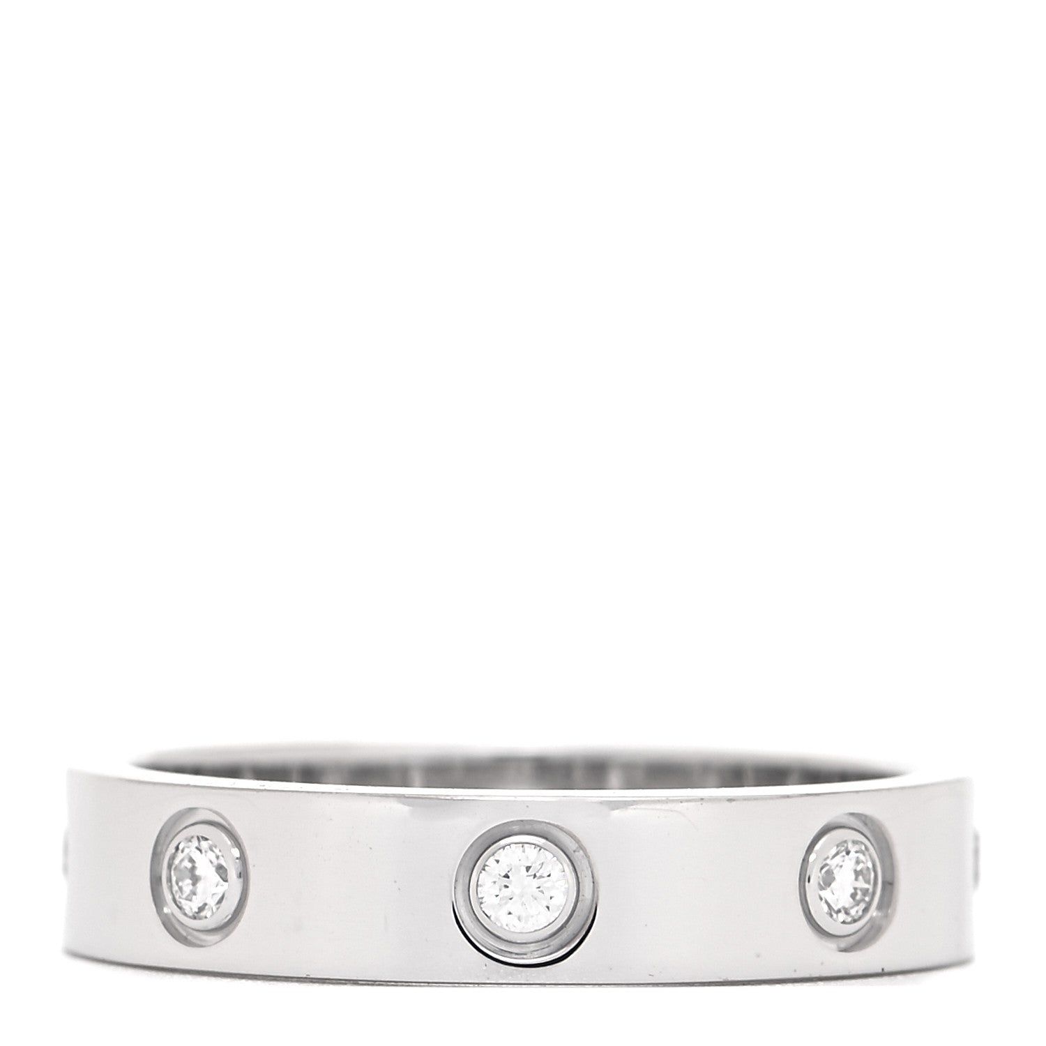 Cartier 18K White Gold 8 Diamond 4mm Wedding Band LOVE Ring 52 6 1 of 4