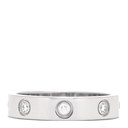 Cartier 18K White Gold 8 Diamond 4mm Wedding Band LOVE Ring 52 6 1 of 4