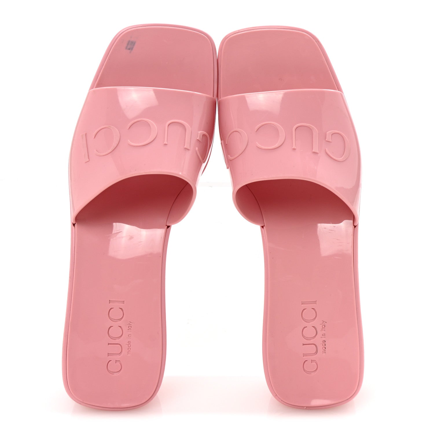 Gucci Rubber Gucci Logo Womens Platform 20/60mm Slide Sandals 35 Wild Rose 2 of 9