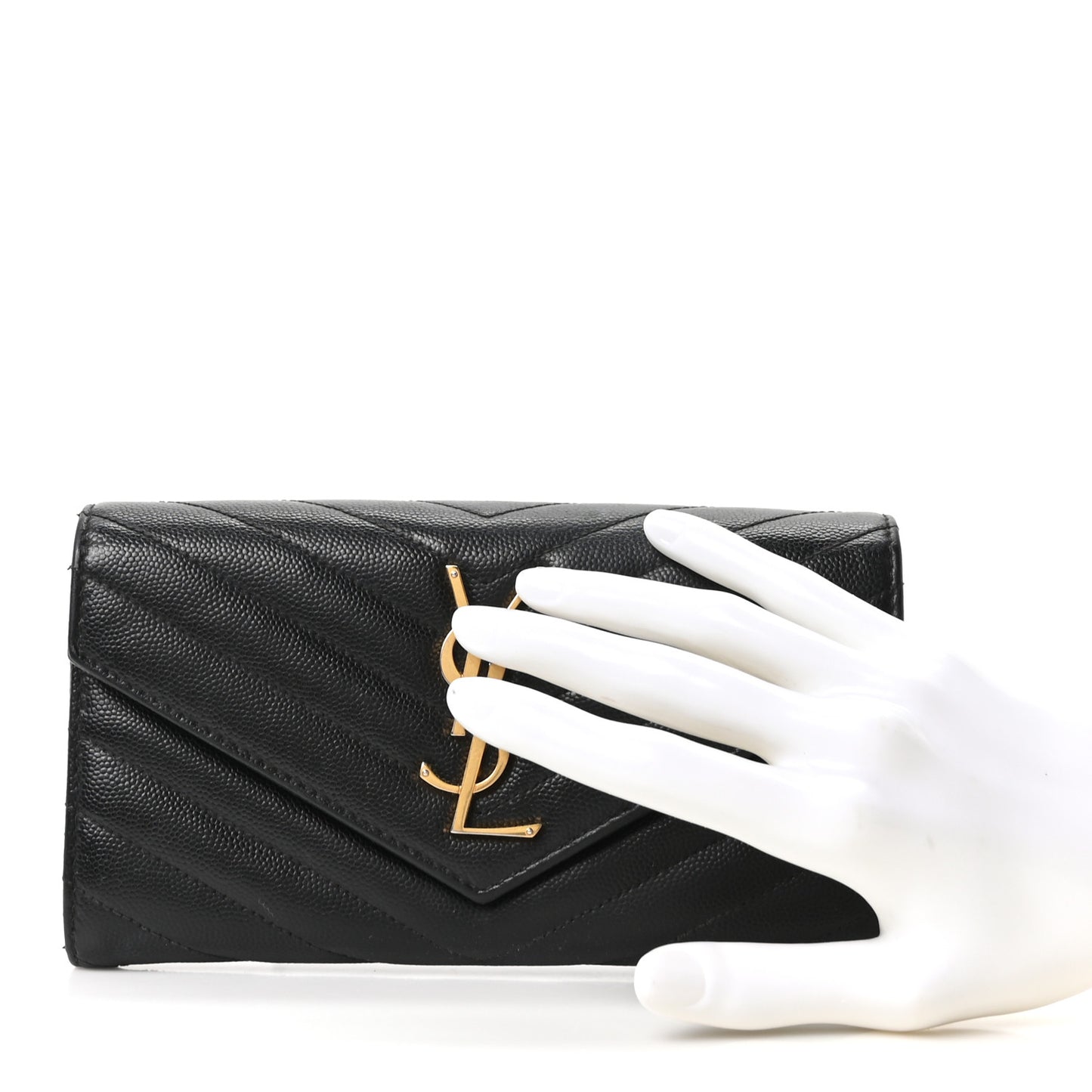 Grain De Poudre Matelasse Chevron Monogram Flap Wallet Black