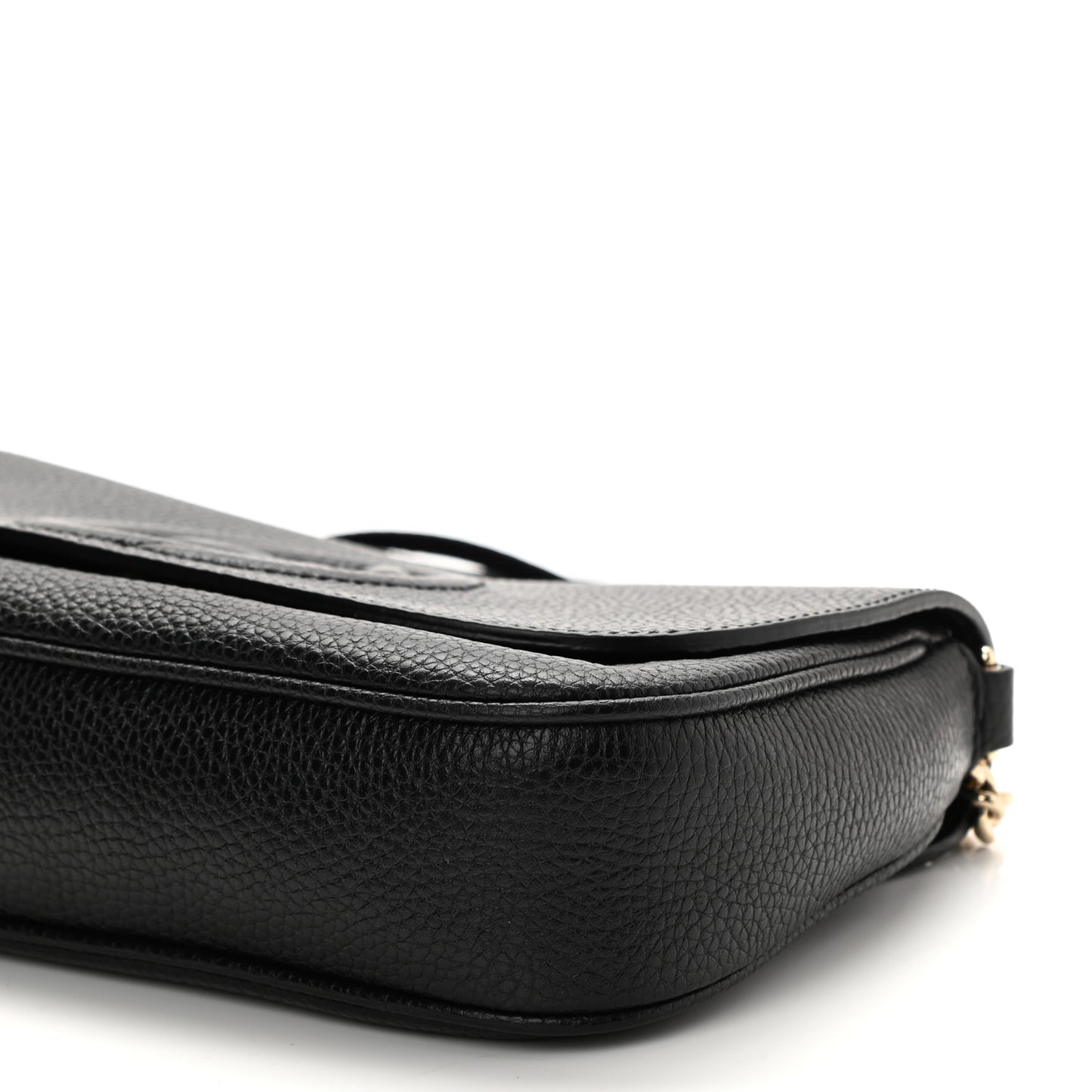 Pebbled Calfskin Medium Soho Flap Crossbody Black