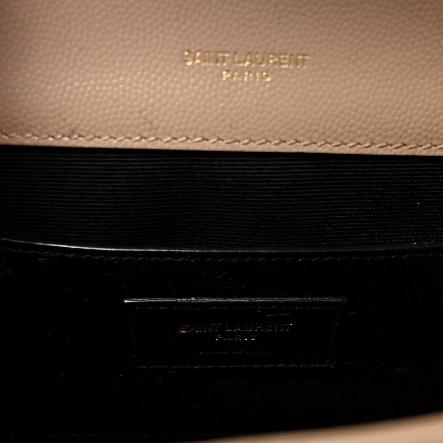 Grain De Poudre Textured Mixed Matelasse Triquilt Small Monogram Satchel Dark Beige