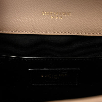Saint Laurent Grain De Poudre Textured Mixed Matelasse Triquilt Small Monogram Satchel Dark Beige 6 of 10