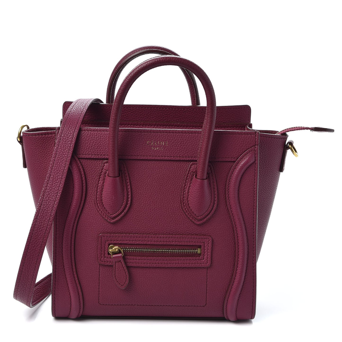 Drummed Calfskin Nano Luggage Plum
