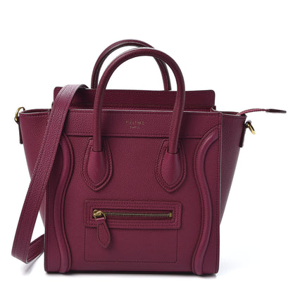 Celine Drummed Calfskin Nano Luggage Plum 1 of 10