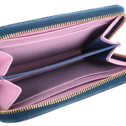 Fendi Vitello Elite Crystal Eye Monster Mini Zip Around Wallet Cobalt Lavender Pink 5 of 8