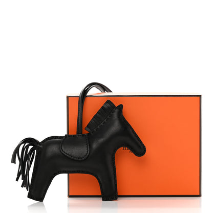 Hermes Milo Lambskin Grigri Rodeo Horse Bag Charm GM So Black 5 of 5