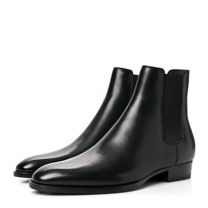 Saint Laurent Calfskin Mens Wyatt Chelsea Boots 39 Black 3 of 8