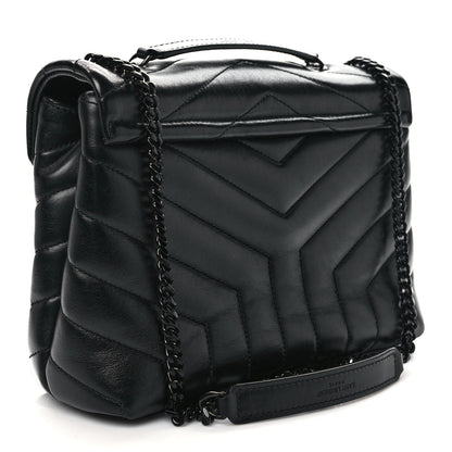 Saint Laurent Calfskin Y Quilted Monogram Monochrome Small Loulou Chain Satchel Black 3 of 9