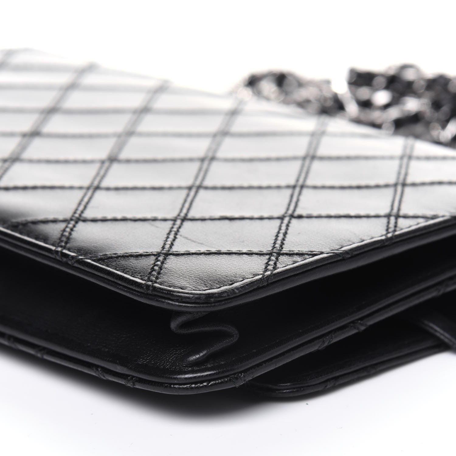 Chanel Lambskin Diamond Stitched Wallet On Chain WOC Black 19 of 24