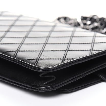 Chanel Lambskin Diamond Stitched Wallet On Chain WOC Black 19 of 24