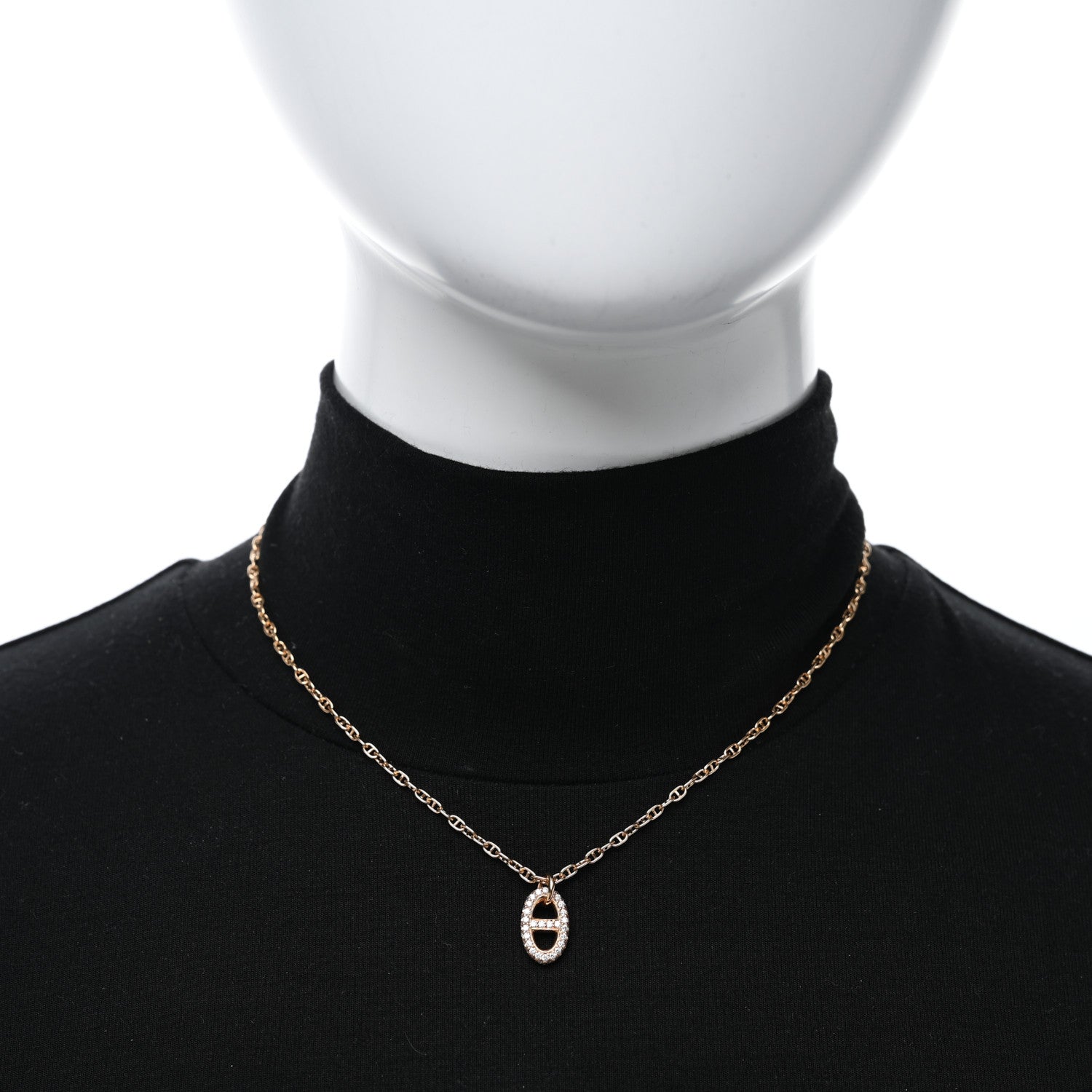 Hermes 18K Rose Gold Diamond PM New Farandole Pendant Necklace SH 2 of 5