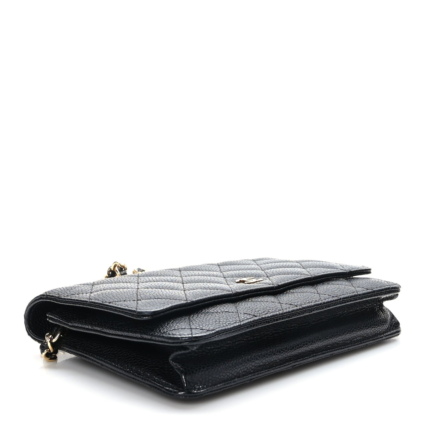 Caviar Quilted Wallet on Chain WOC Black