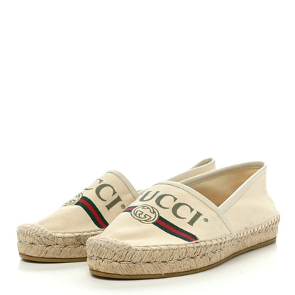 Gucci Canvas Logo Espadrilles 35 Greggio White 3 of 15
