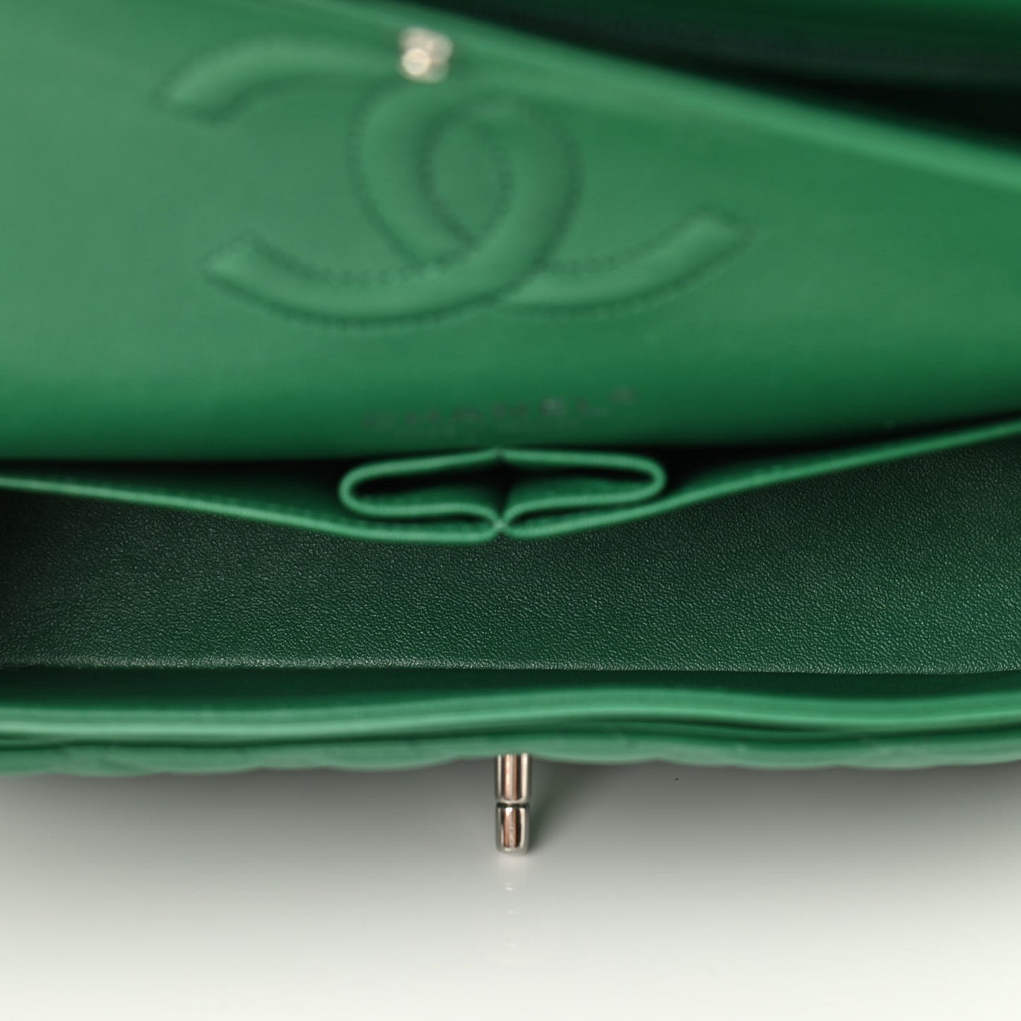 Lambskin Quilted Medium Double Flap Green