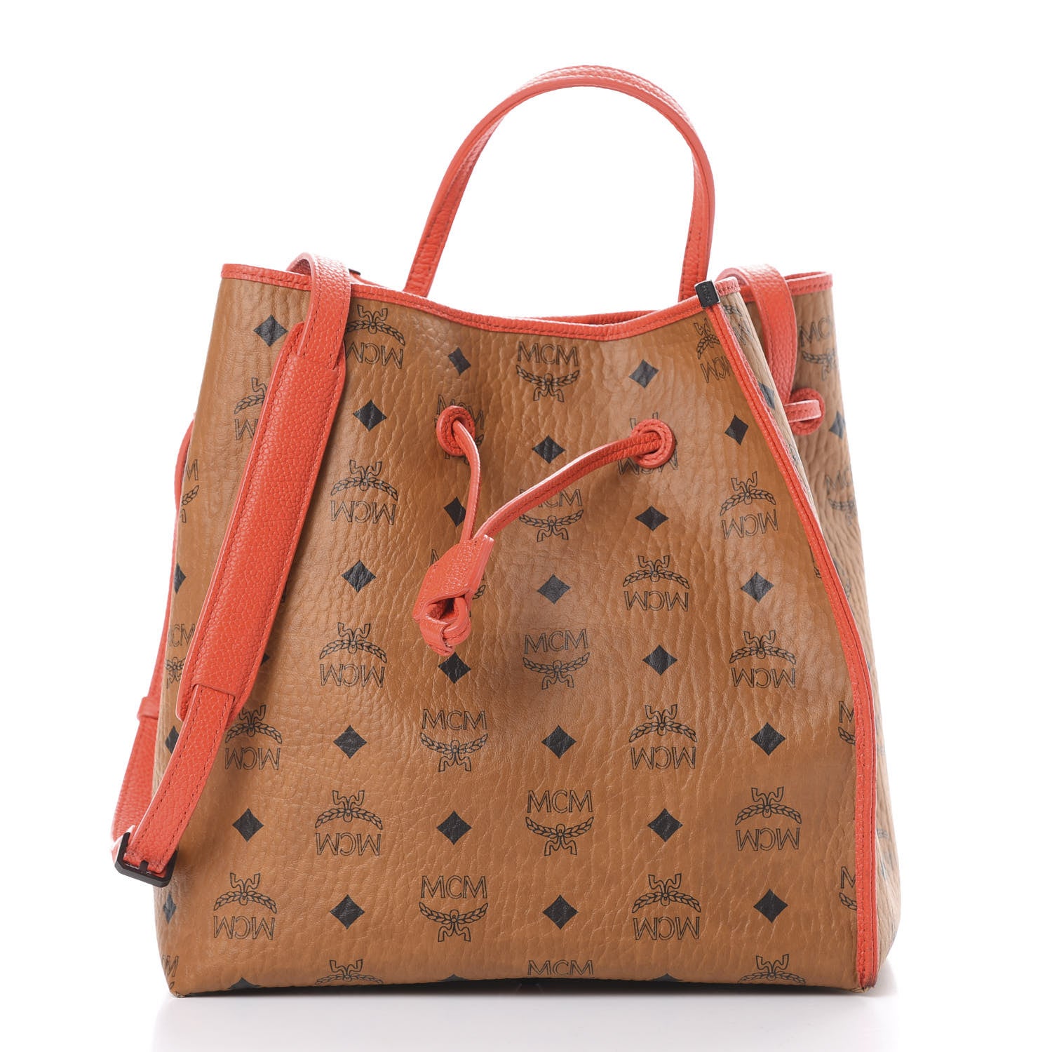 MCM Visetos Kira Drawstring Bag Cognac Orange 2 of 16