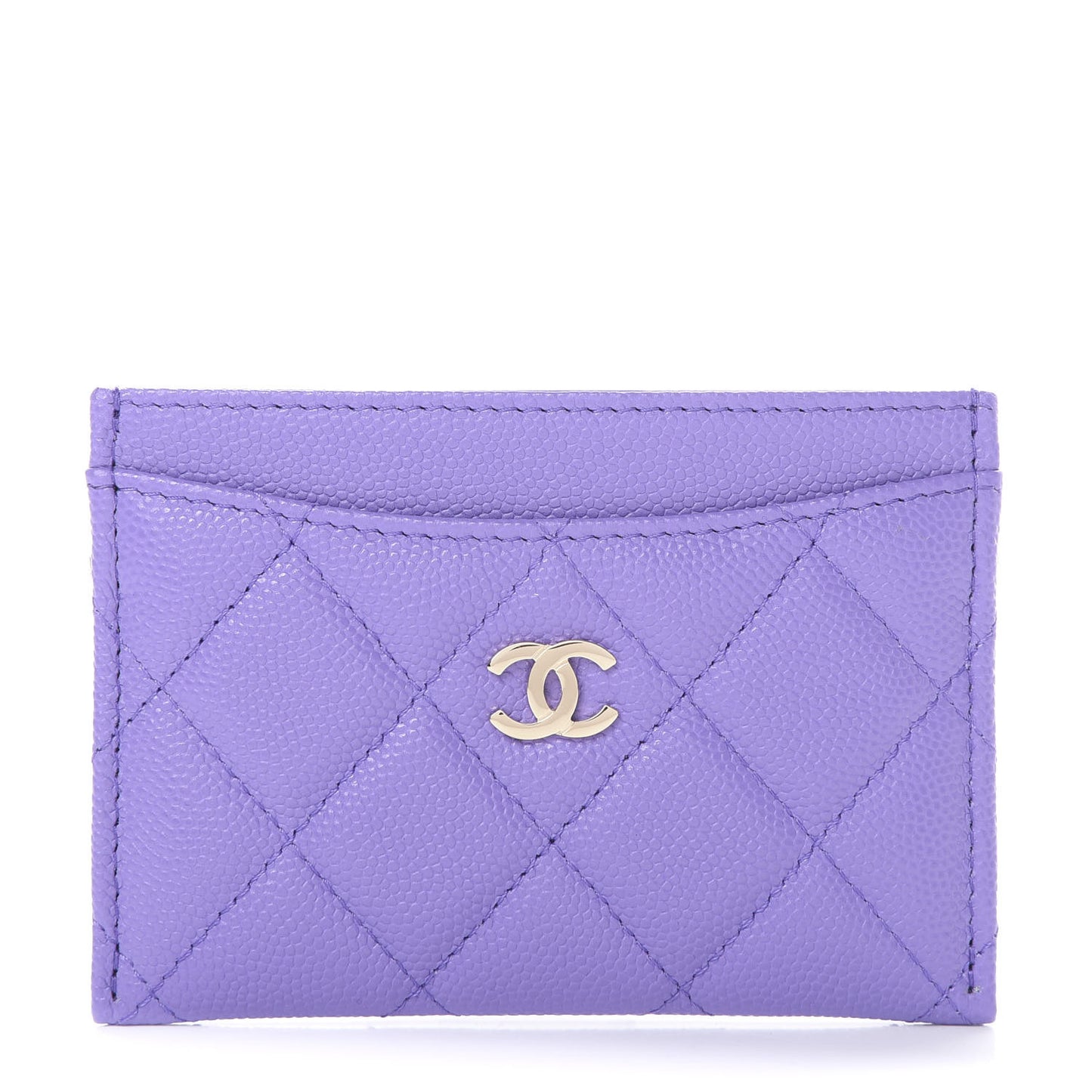 Caviar Quilted Card Holder Purple