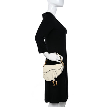 Christian Dior Grained Calfskin Mini Saddle Bag White 2 of 9