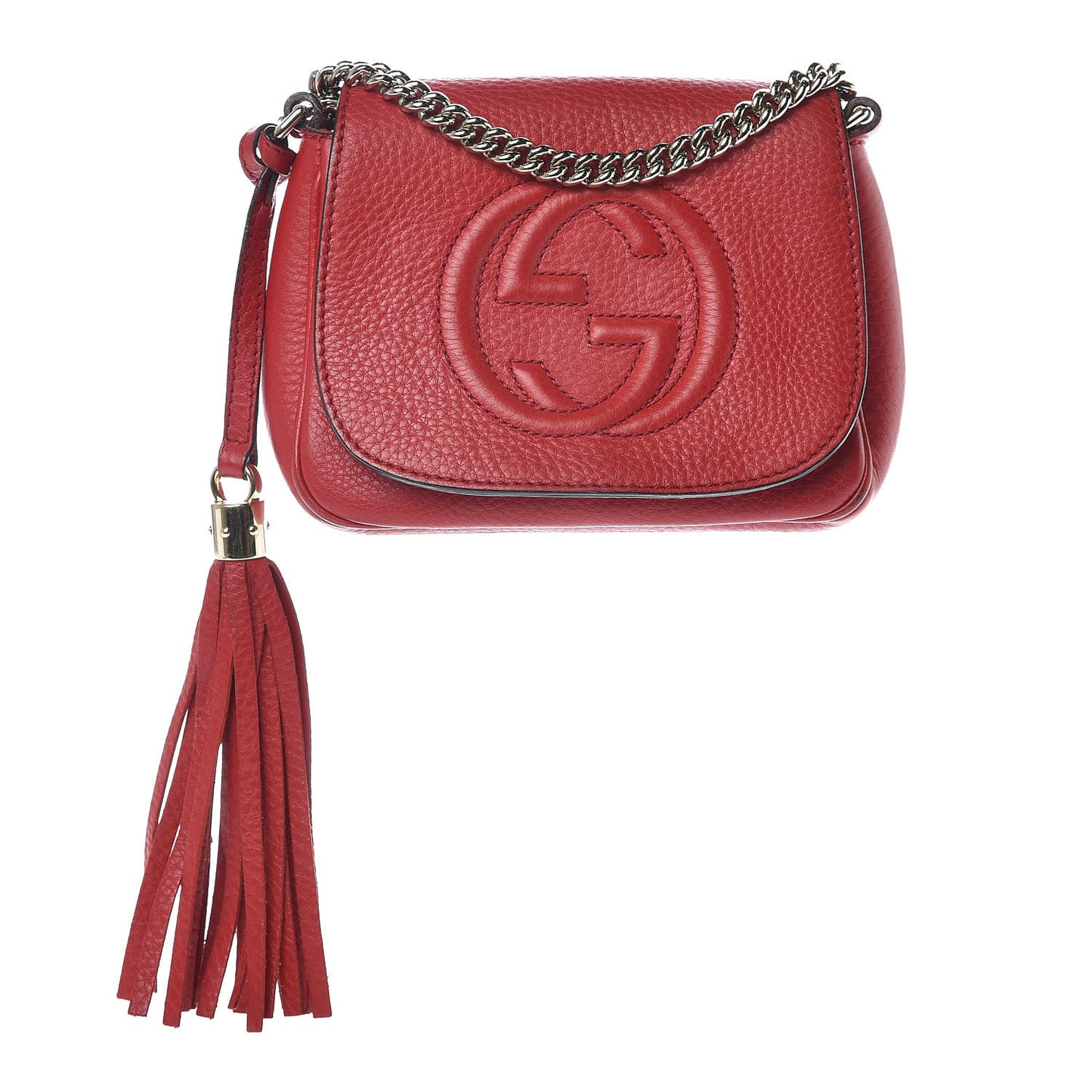 Pebbled Calfskin Small Soho Flap Crossbody Red
