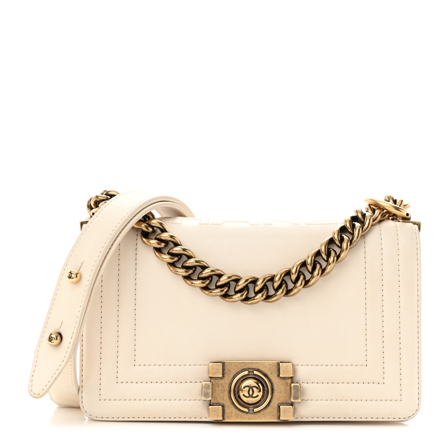 Chanel Glazed Calfskin Small Boy Flap Ivory 1 of 15