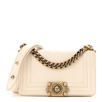 Chanel Glazed Calfskin Small Boy Flap Ivory 1 of 15