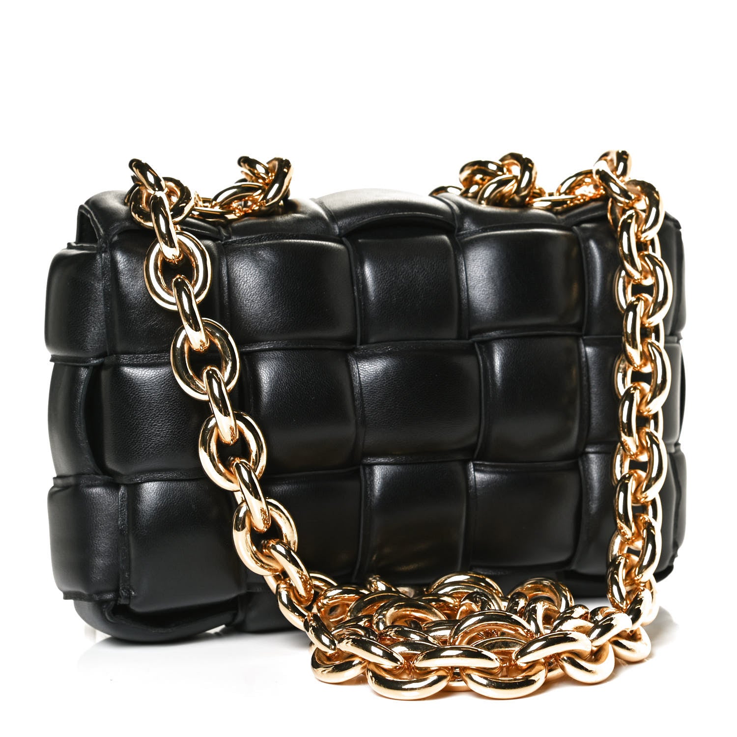Bottega Veneta Lambskin Maxi Intreccio Padded Chain Cassette Crossbody Bag Black 3 of 12