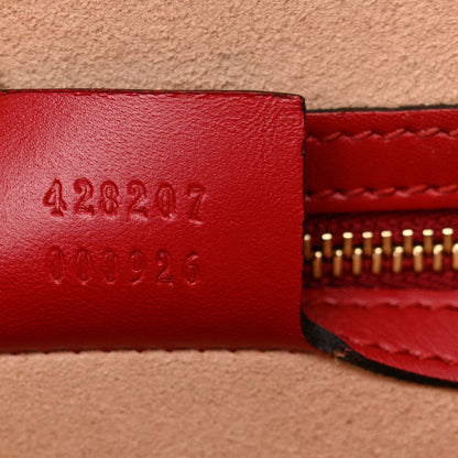 Gucci Guccissima Signature Padlock Double Handle Bag Hibiscus Red 7 of 20