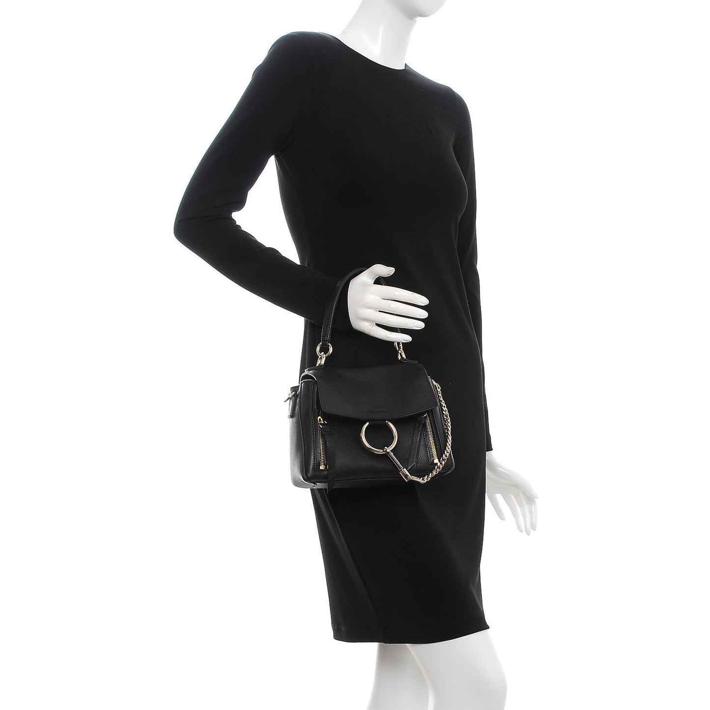 Calfskin Mini Faye Day Shoulder Bag Black