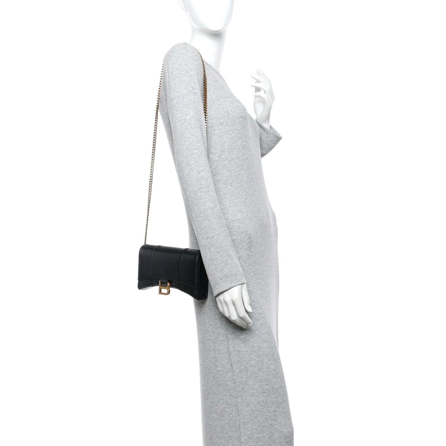 Balenciaga Shiny Box Calfskin Hourglass Chain Bag Black 2 of 12