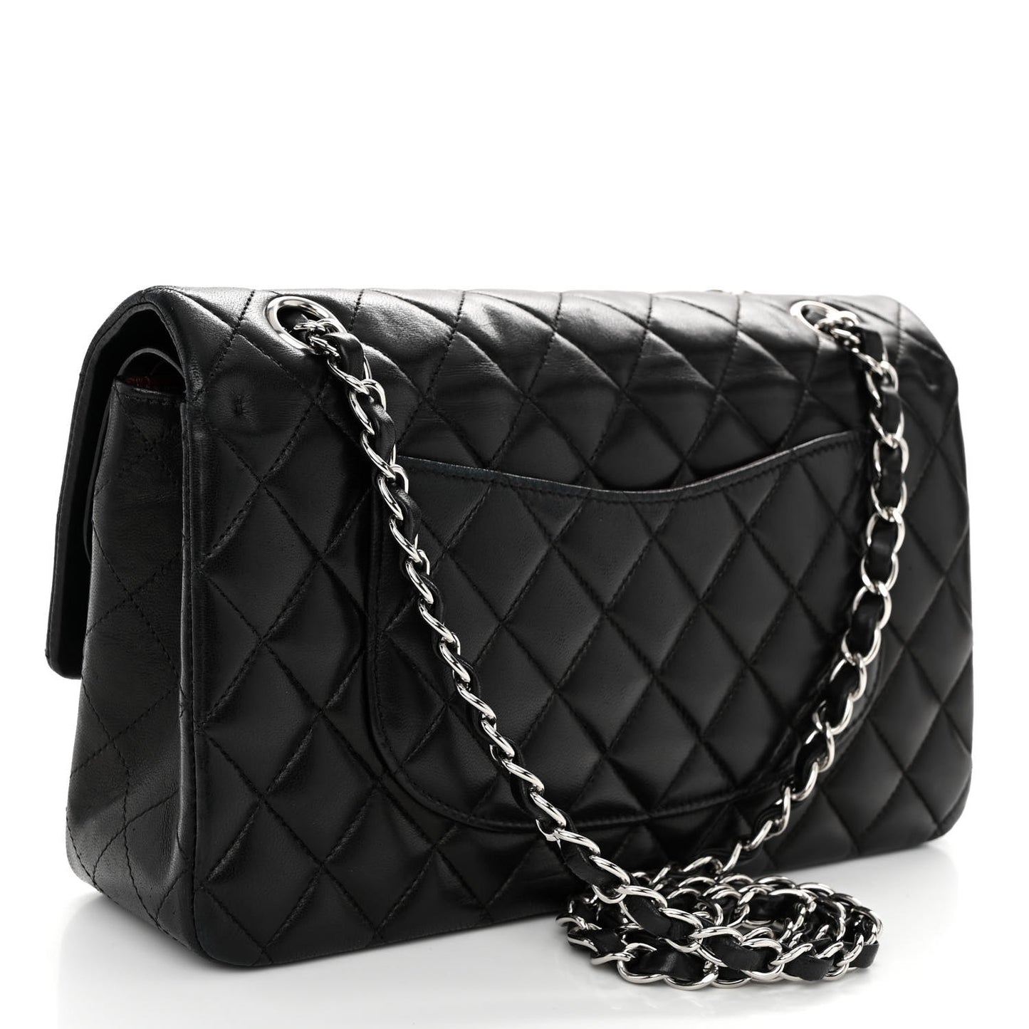 Lambskin Quilted Medium Double Flap Black