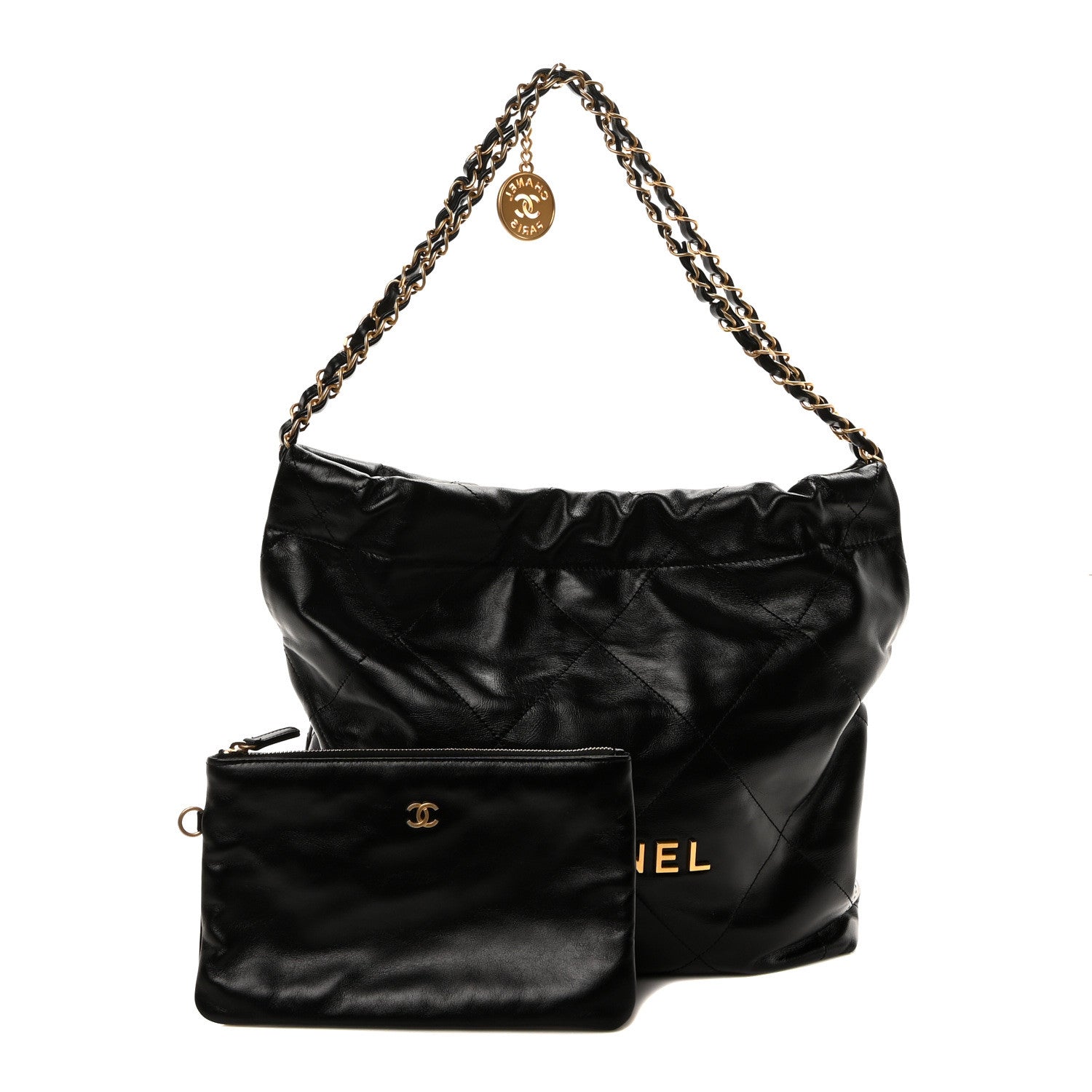Chanel Shiny Calfskin Quilted Small Chanel 22 Black 3 of 12