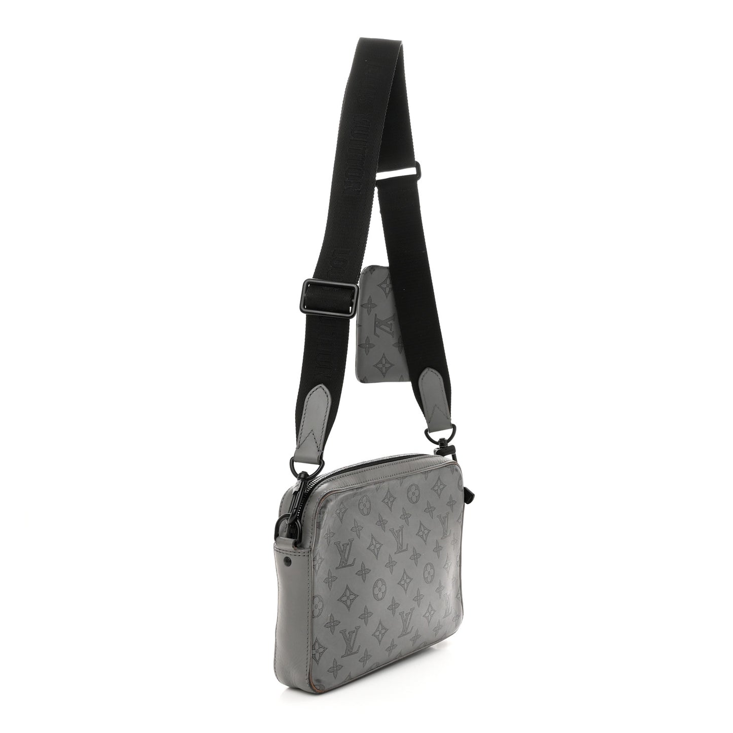 Calfskin Monogram Shadow Duo Messenger Anthracite Gray