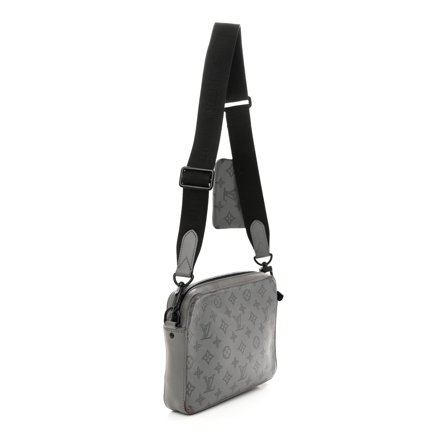Louis Vuitton Calfskin Monogram Shadow Duo Messenger Anthracite Gray 3 of 14