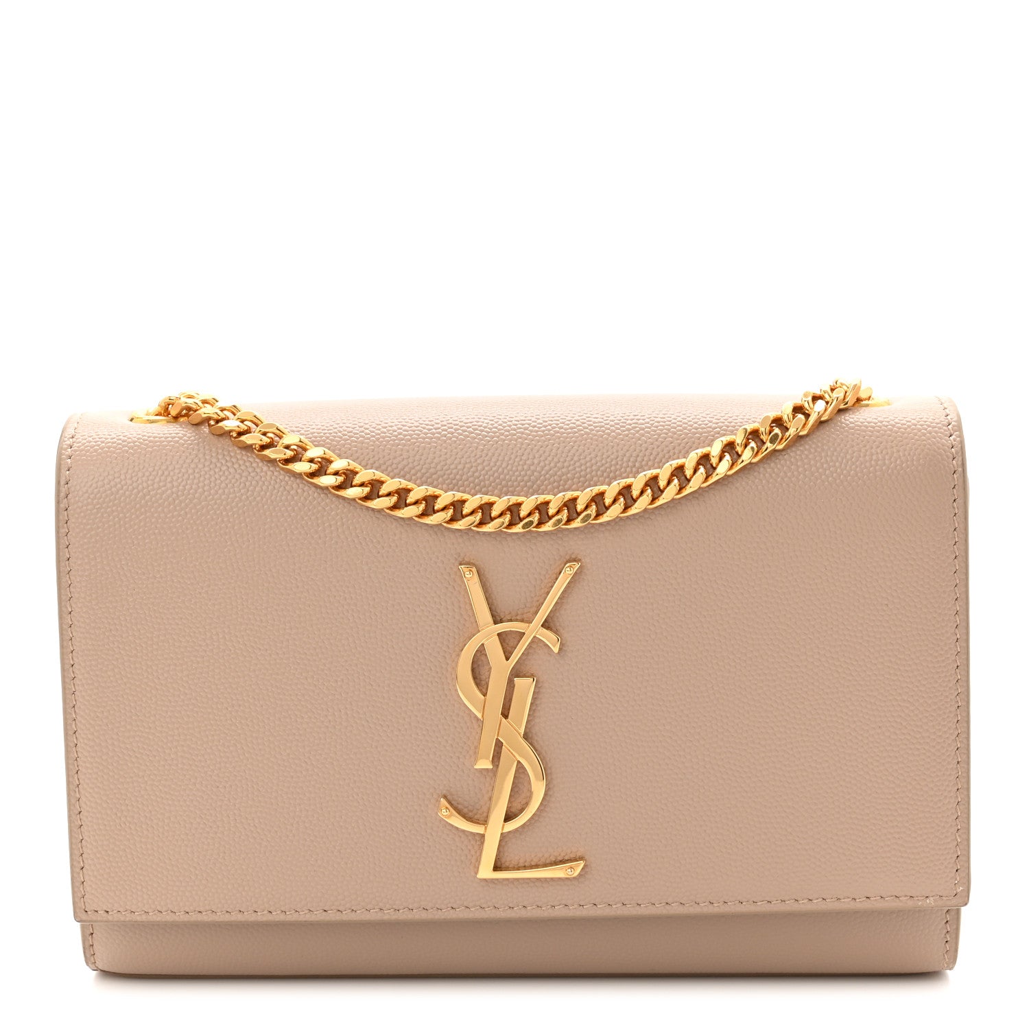 Saint Laurent Grain De Poudre Small Monogram Kate Satchel Dark Beige 2 of 19