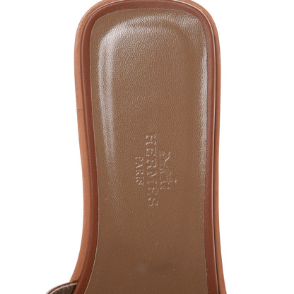 Hermes Box Calfskin Oran Sandals 37 Gold 6 of 9