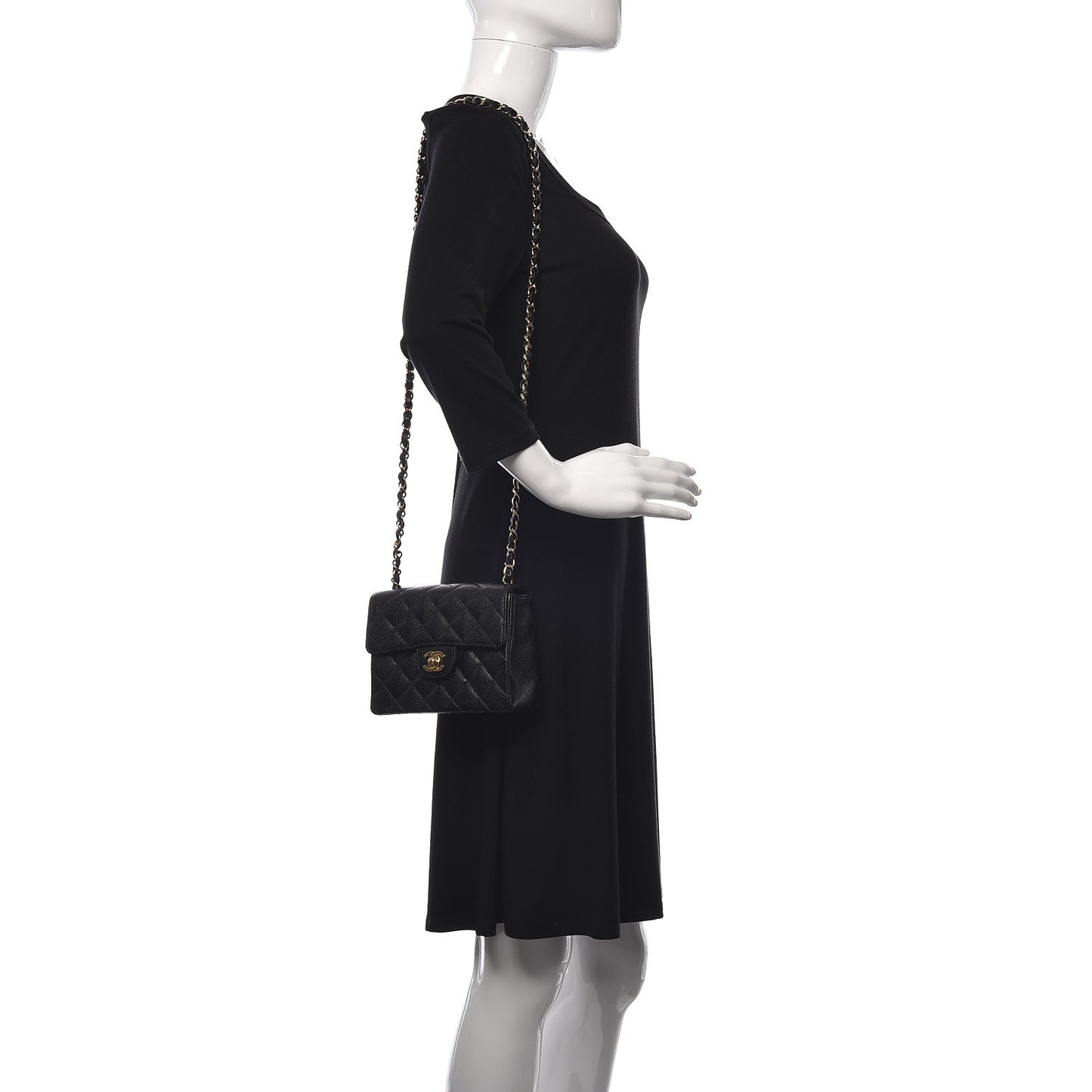 Caviar Quilted Mini Square Flap Black