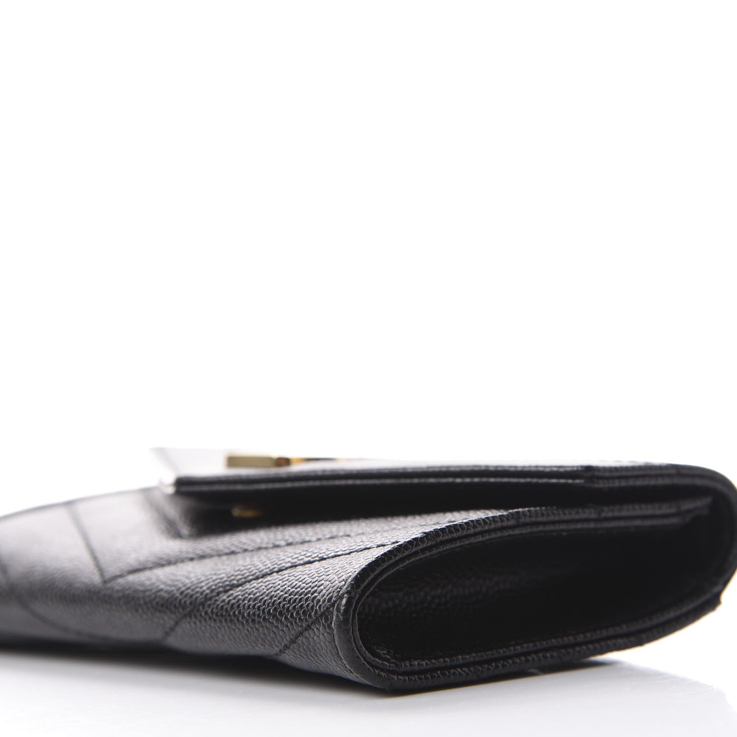 Saint Laurent Grain De Poudre Matelasse Chevron Small Monogram Envelope Wallet Black 7 of 11