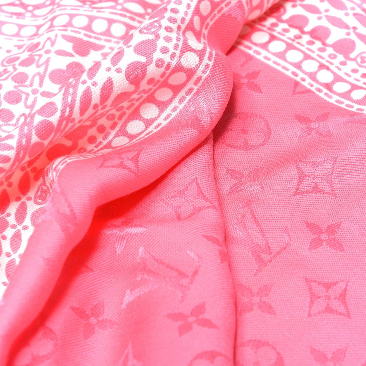 Louis Vuitton Silk Wool Amstramgram Shawl Pink 4 of 4