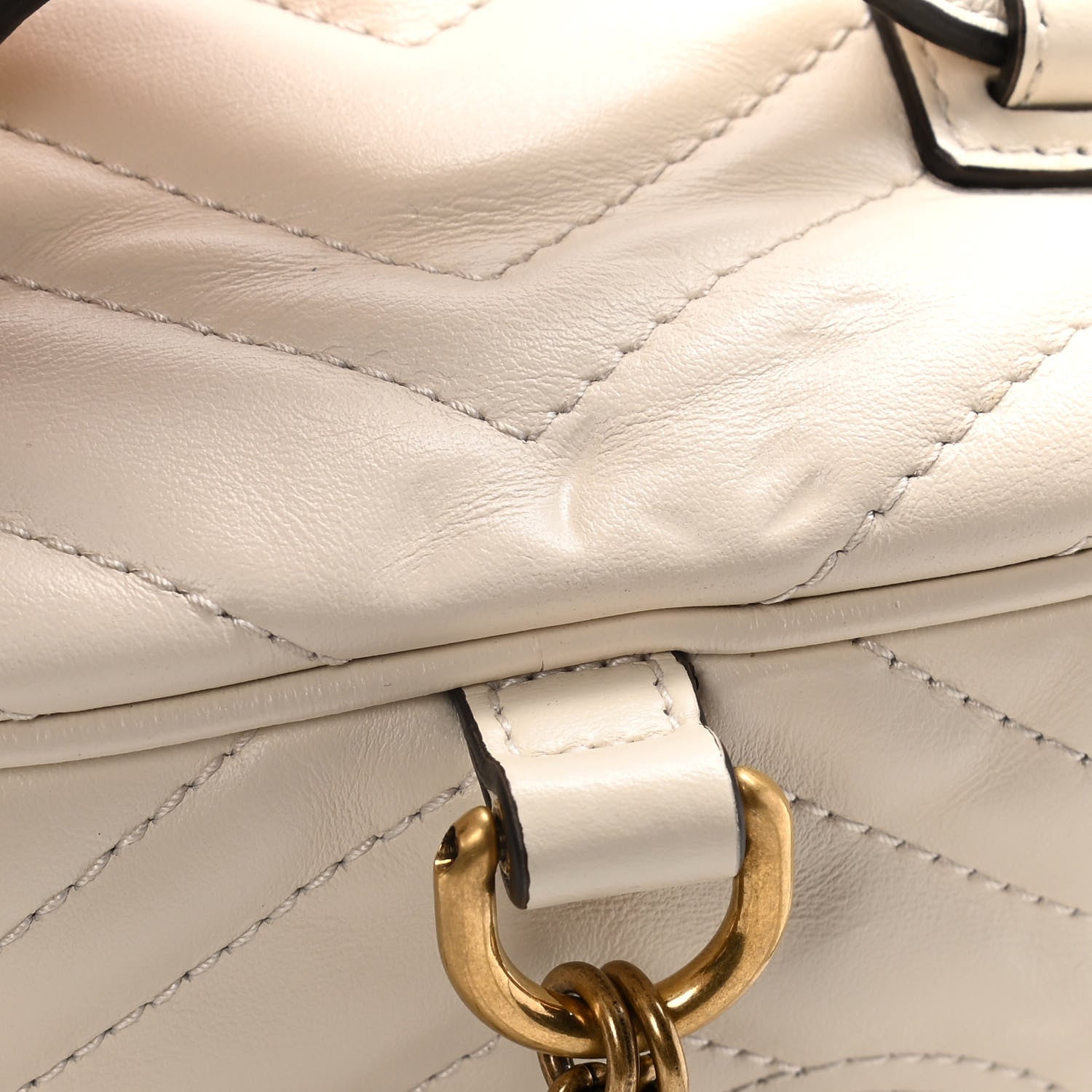 Gucci Calfskin Matelasse Mini GG Marmont Round Backpack White 12 of 13
