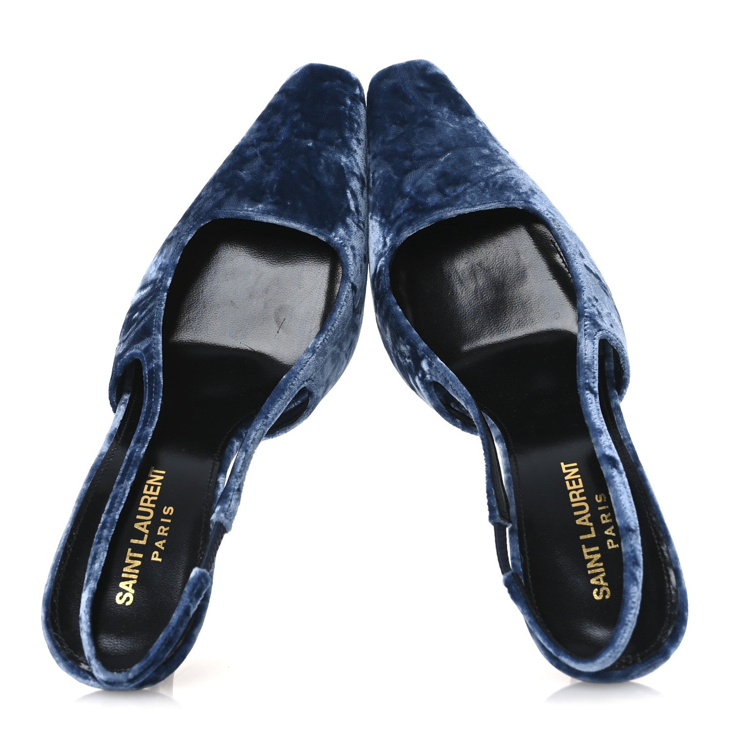 Saint Laurent Velluto Mastrop Tom 90 Dream Slingback Pumps 37 Denim 2 of 12