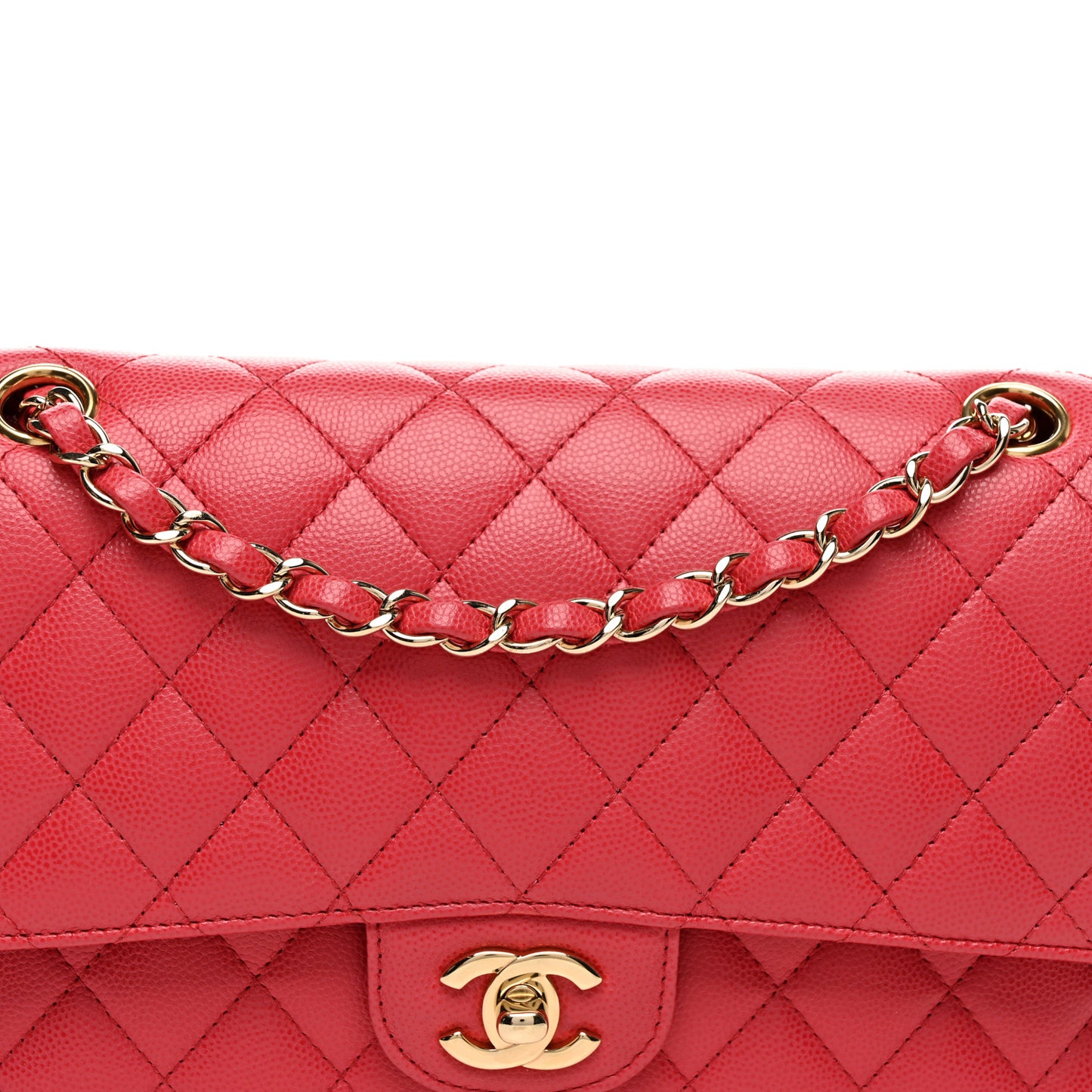 Caviar Quilted Medium Double Flap Pink