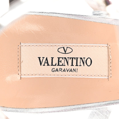 Valentino Garavani Metallic Nappa Rockstud 90mm City Sandals 41 Silver 7 of 7