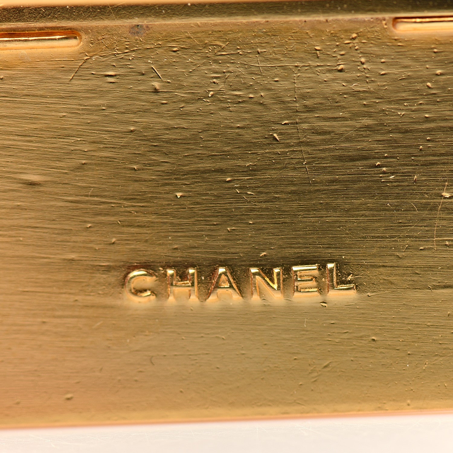 Chanel Metal Logo Plate Brooch Gold 3 of 3