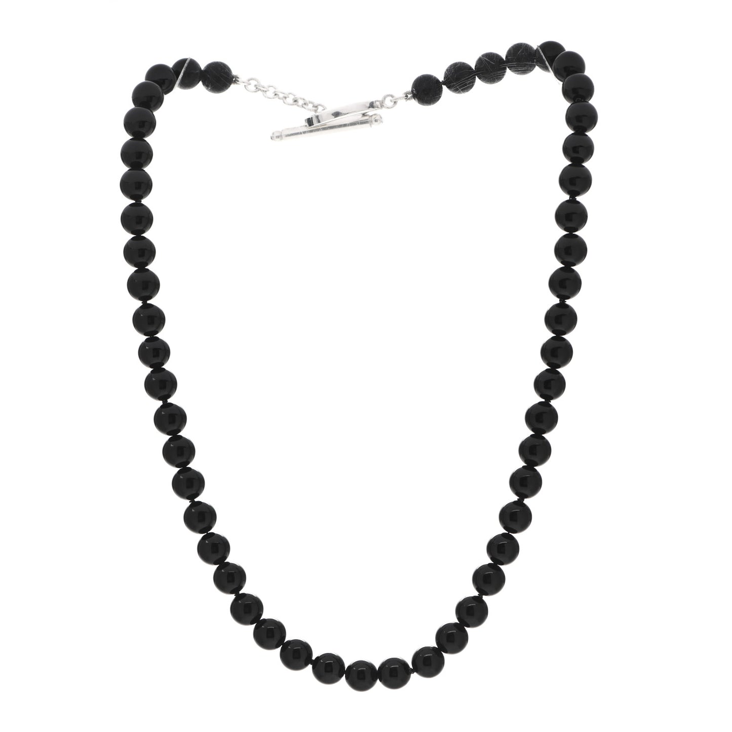 Sterling Silver Black Onyx Bead Toggle Necklace