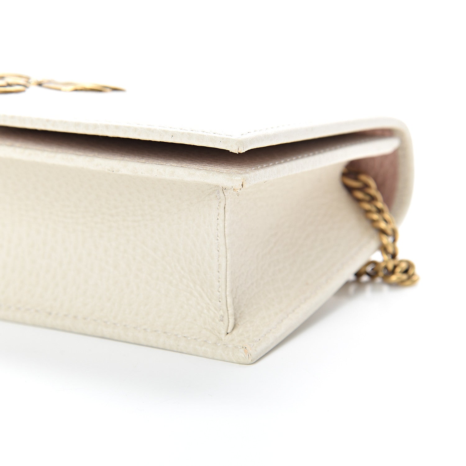 Gucci Calfskin GG Marmont Bow Chain Wallet White 8 of 8
